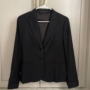 Theory Black Blazer with shimmer Pinstripes